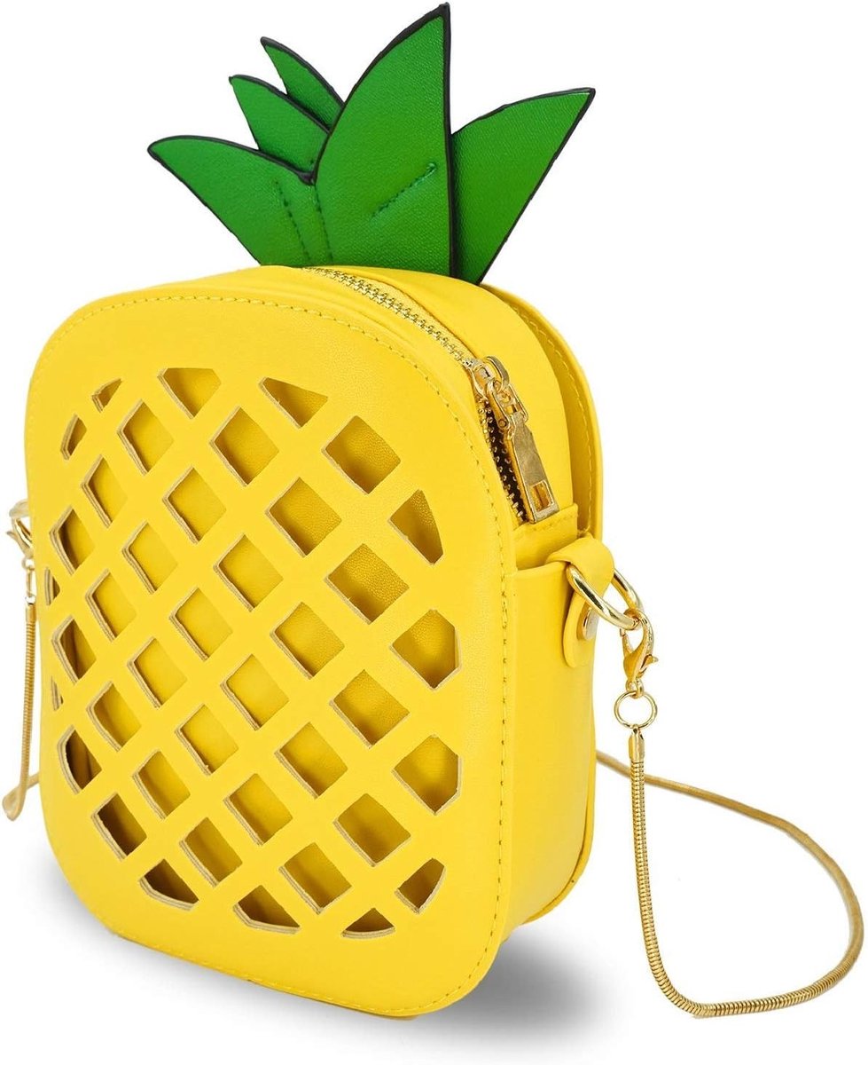 Pineapple Shape Good Quality PU Shoulder Bag, Ladies Crossbody Bag with Zipper (Yellow), Yellow, One Size - ShopVlot