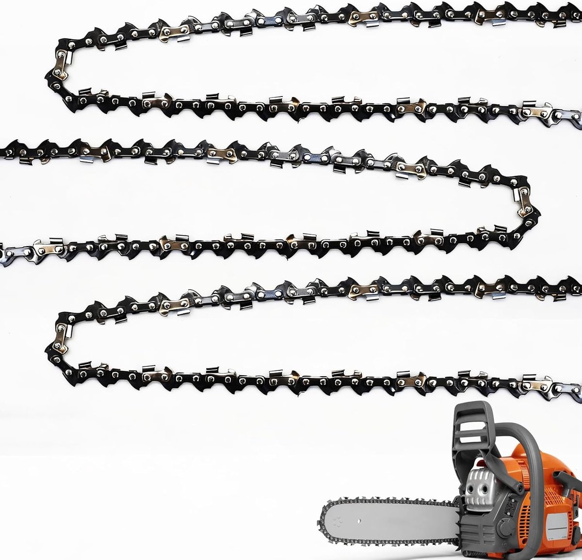 Three 16 inch chainsaw chains, 40 cm 3/8 inch chainsaw chains, 66 drive links, 1.3 mm links, mini spare chains, recoil - ShopVlot