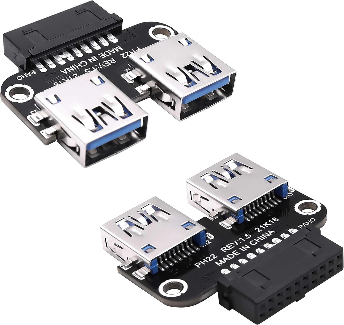 USB 3.0 front panel header splitter motherboard 19/20 pin plug to dual USB 3.0 A bus header adapter converter - ShopVlot