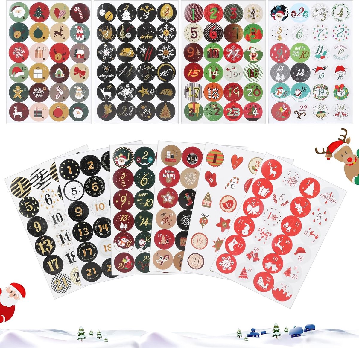Advent Calendar Sticker 10 Stickers 1 to 24 Christmas Numbers Round Stickers Number Advent Calendar for Countdown and - ShopVlot
