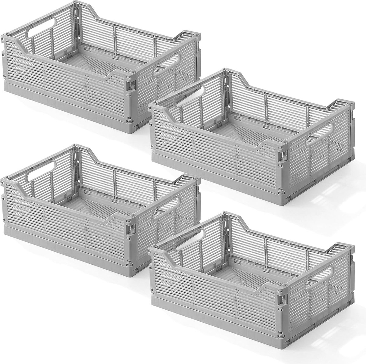 Vouwkist 40 x 30 x 15,5 cm - kunststof - grijs - handige opberglossing voor huis en kantoor - ShopVlot
