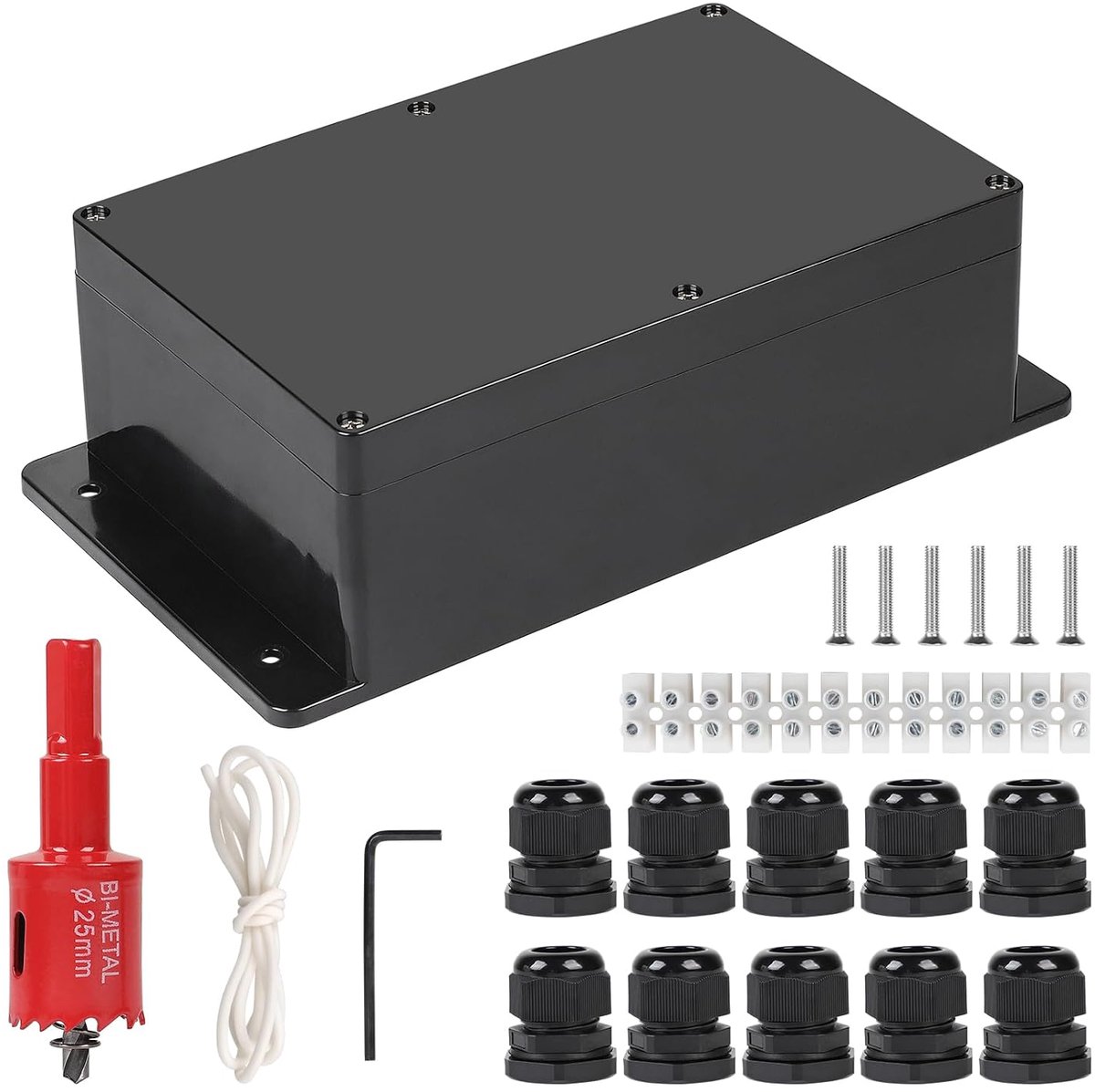 Junction box IP65 waterproof - 230 x 150 x 85 mm - voor kabeldiameter 6-12 mm - met 10 kabeldoorvoeren - ShopVlot