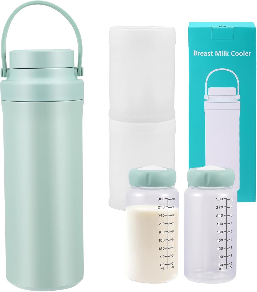 Koelbox 620 ml - Borstvoeding Koelbox met 2 x 300 ml Flessen - 360° Koeling - 24 Uur Versheid - ShopVlot