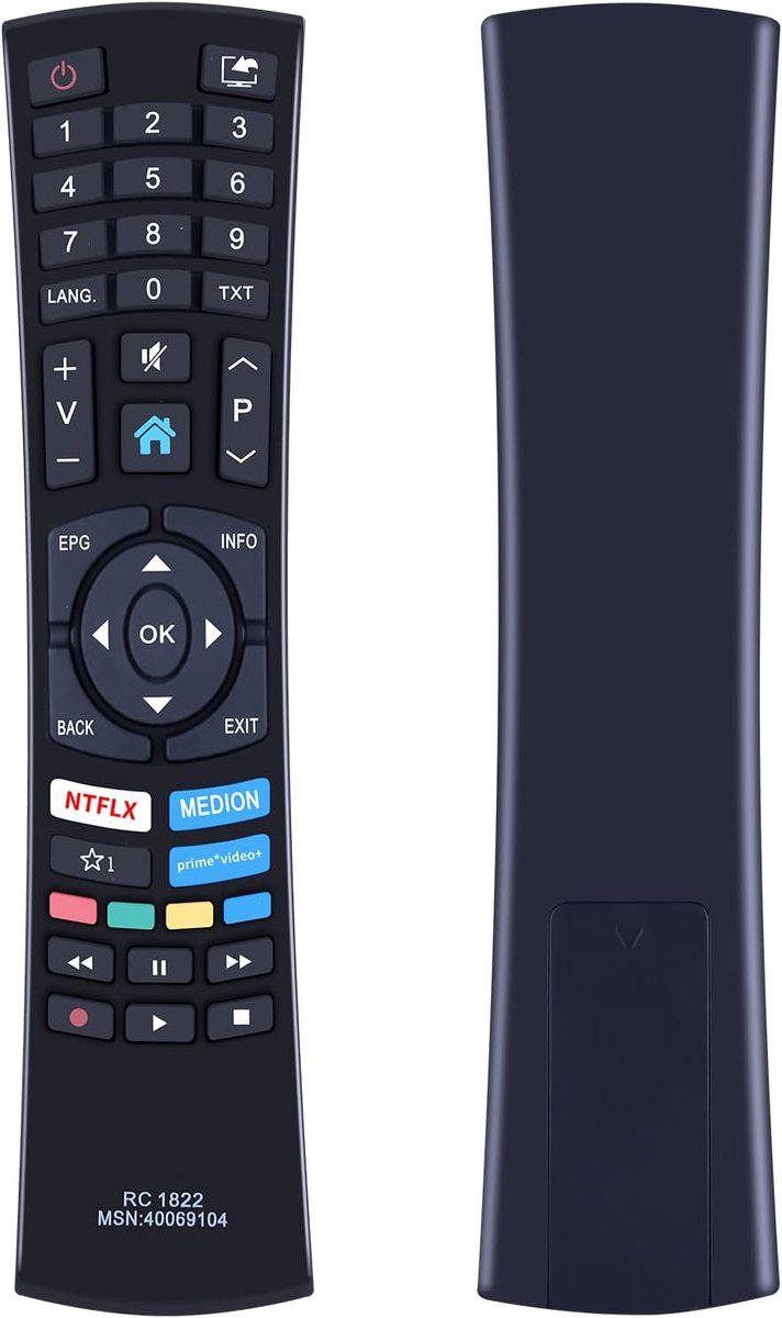Afstandsbedieningsset voor Medion Ultra HD Smart TV's - vervangend - gebruiksvriendelijk - geen programmering nodig - ShopVlot