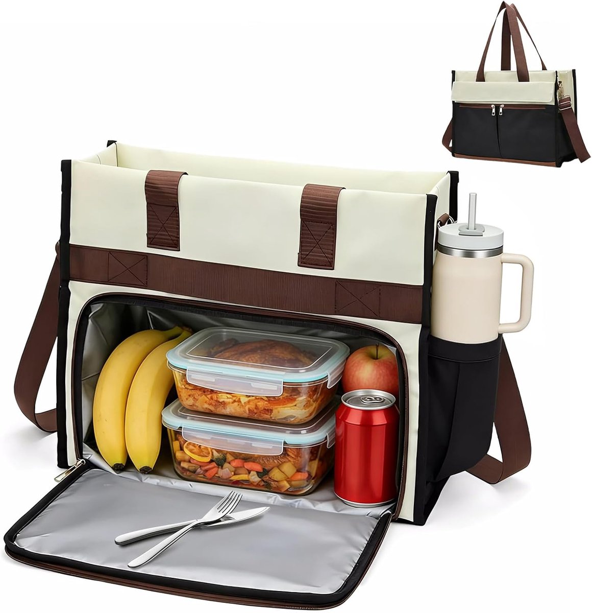 Lunchtas dames 15,6 inch - Grote 2 in 1 laptas - Waterdicht met lunchvak - Ideaal voor werk - ShopVlot