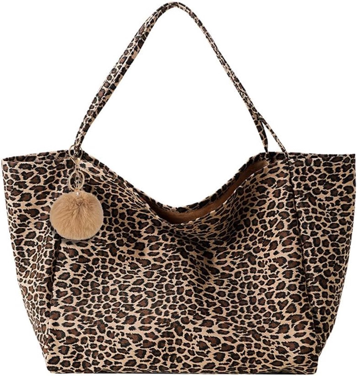 Schoudertas voor vrouwen - Grote tote tas 41×22×37cm - Met decoratieve pompoms - Geschikt voor dagelijks gebruik - ShopVlot