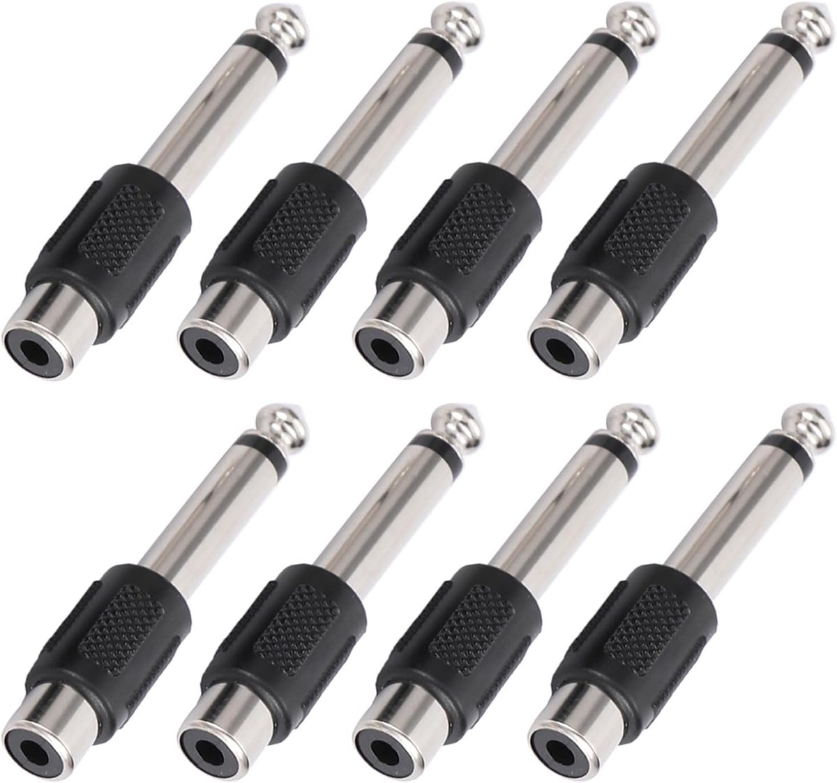 RCA naar 6.35mm adapter - 8 stuks - goudgeplateerd - perfecte signaaloverdracht voor audioapparatuur - ShopVlot