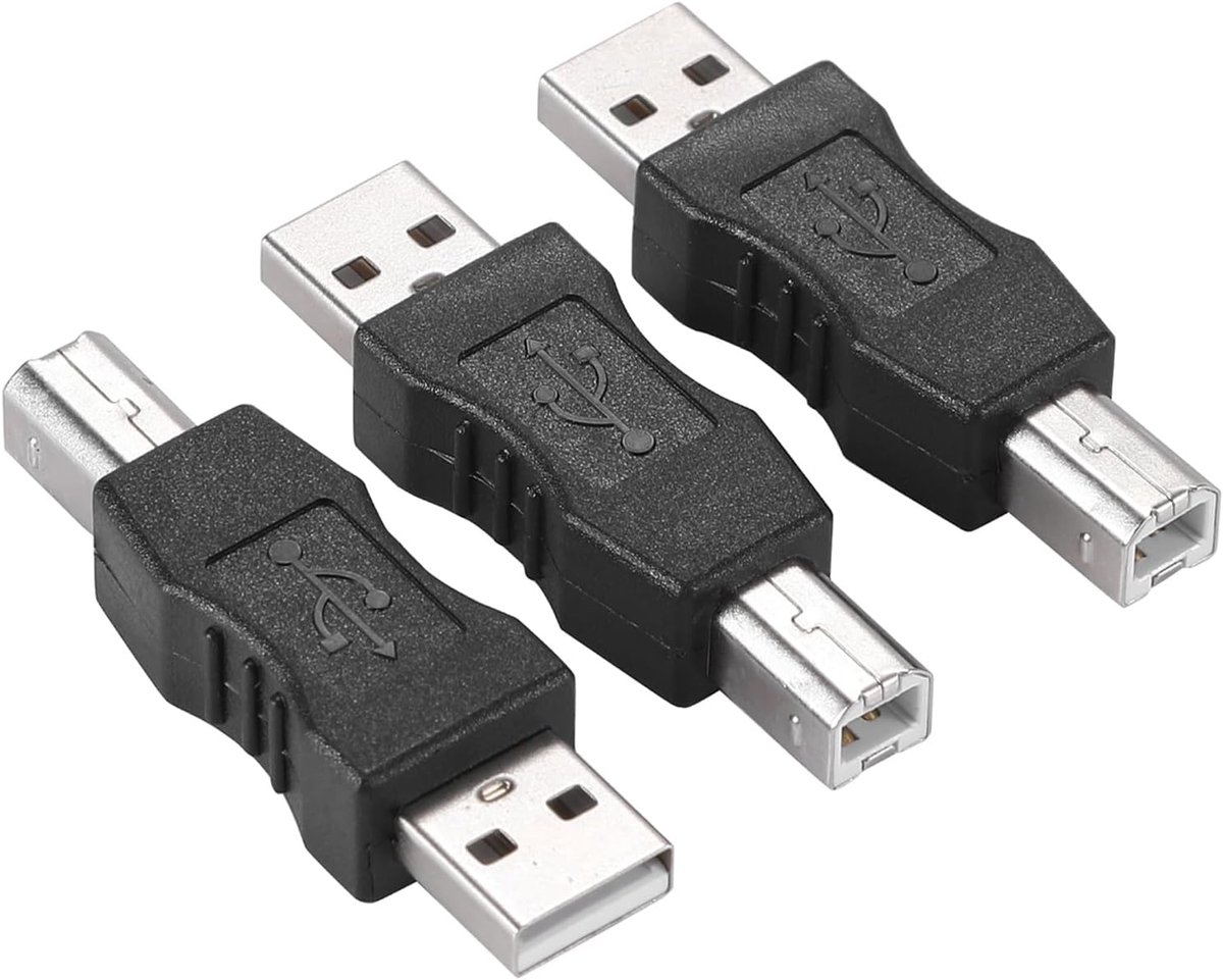 USB 2.0 A Male naar USB B Male Converter Adapter - 3 Stuks - Voor printers en scanners - Eenvoudig te gebruiken - ShopVlot