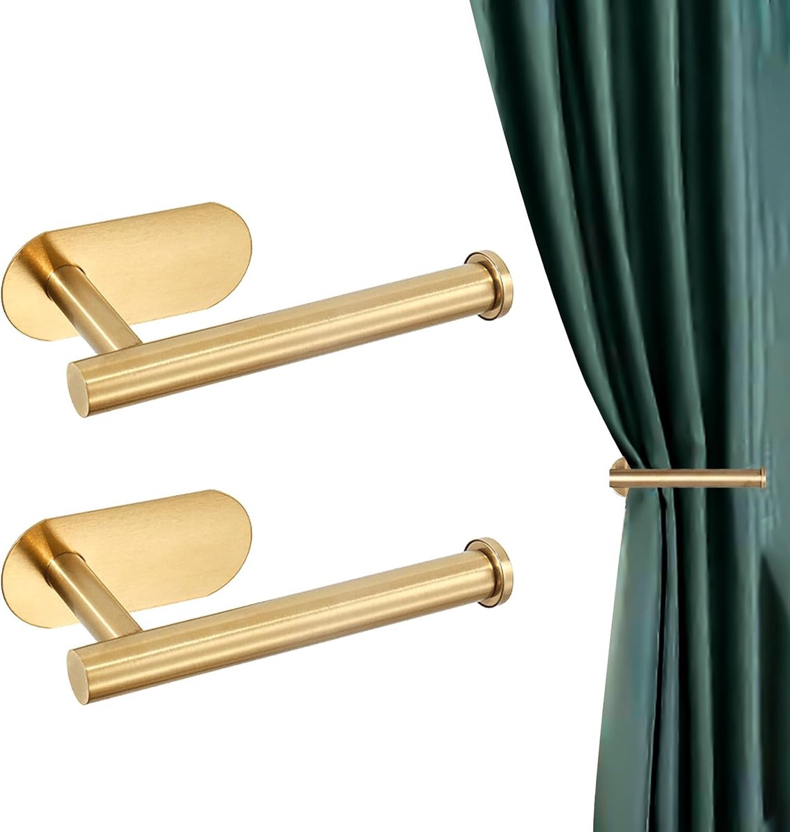 Gordijnhouders 2 Stuks - Metaal - Zelfklevend - Decoratieve gordijnhaken voor woonkamer, slaapkamer, kantoor - ShopVlot