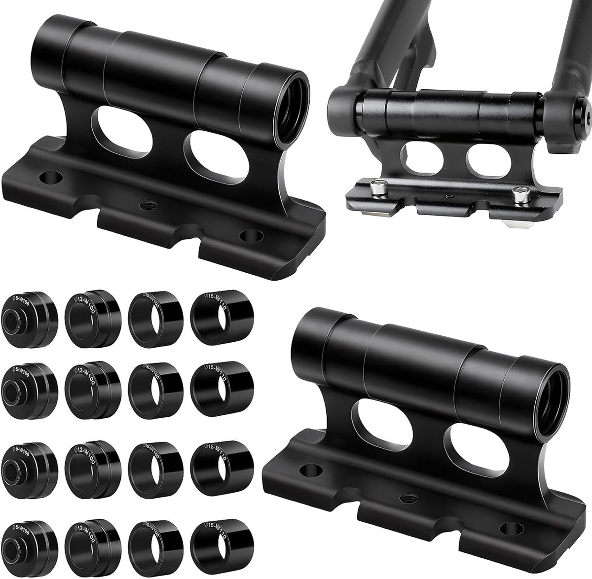 Vorkhouder voor Fiets - Zwart - 11 x 3,7 x 6 cm - Aluminium Fietsvorkdrager met Vaste Clip - Voor Auto en Fietstransport