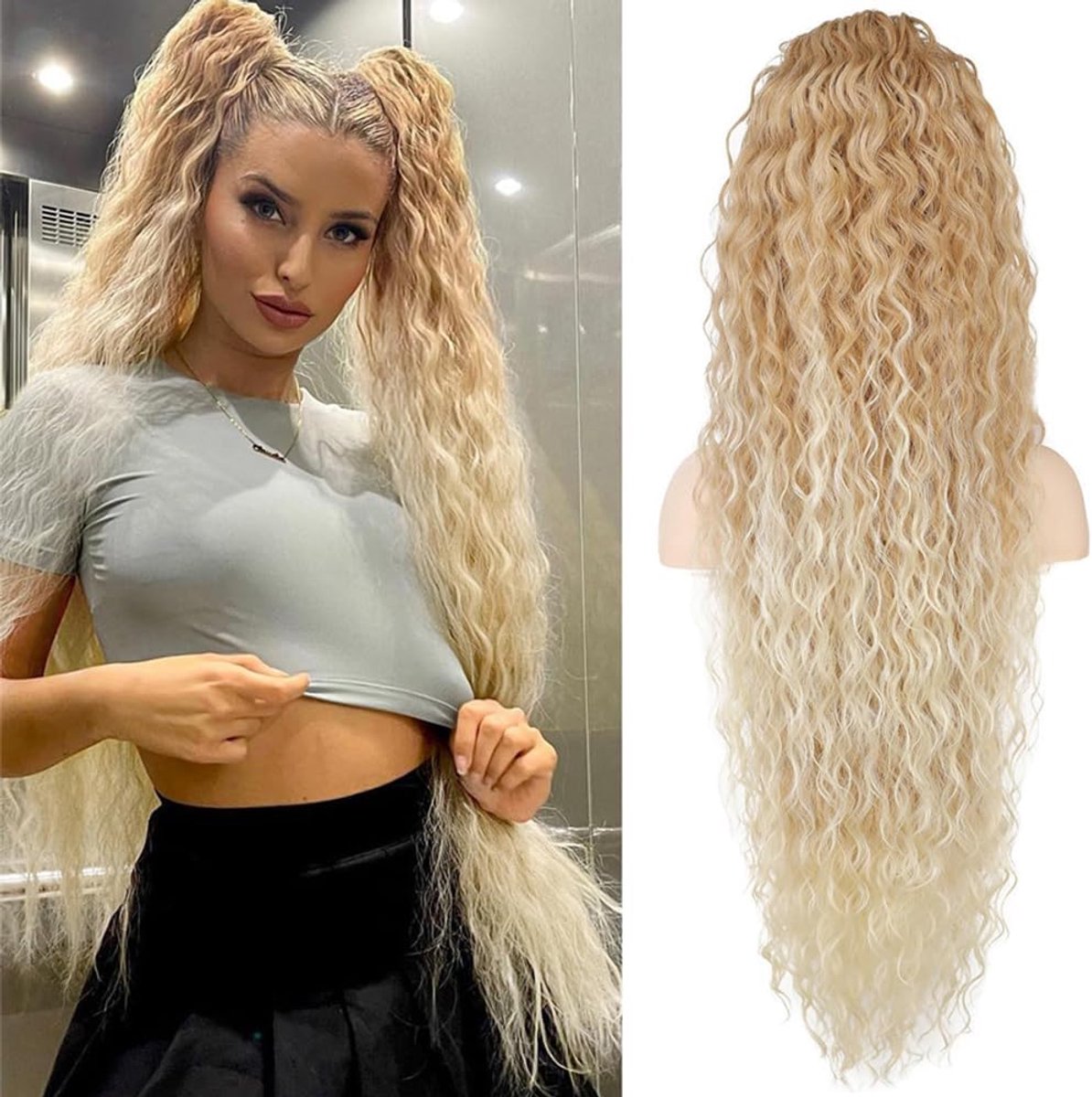 Ponytail Wenkbrauwstuk Watergolven - Natuurlijke uitstraling - Warmtebestendig - Gemakkelijk bevestigd - ShopVlot