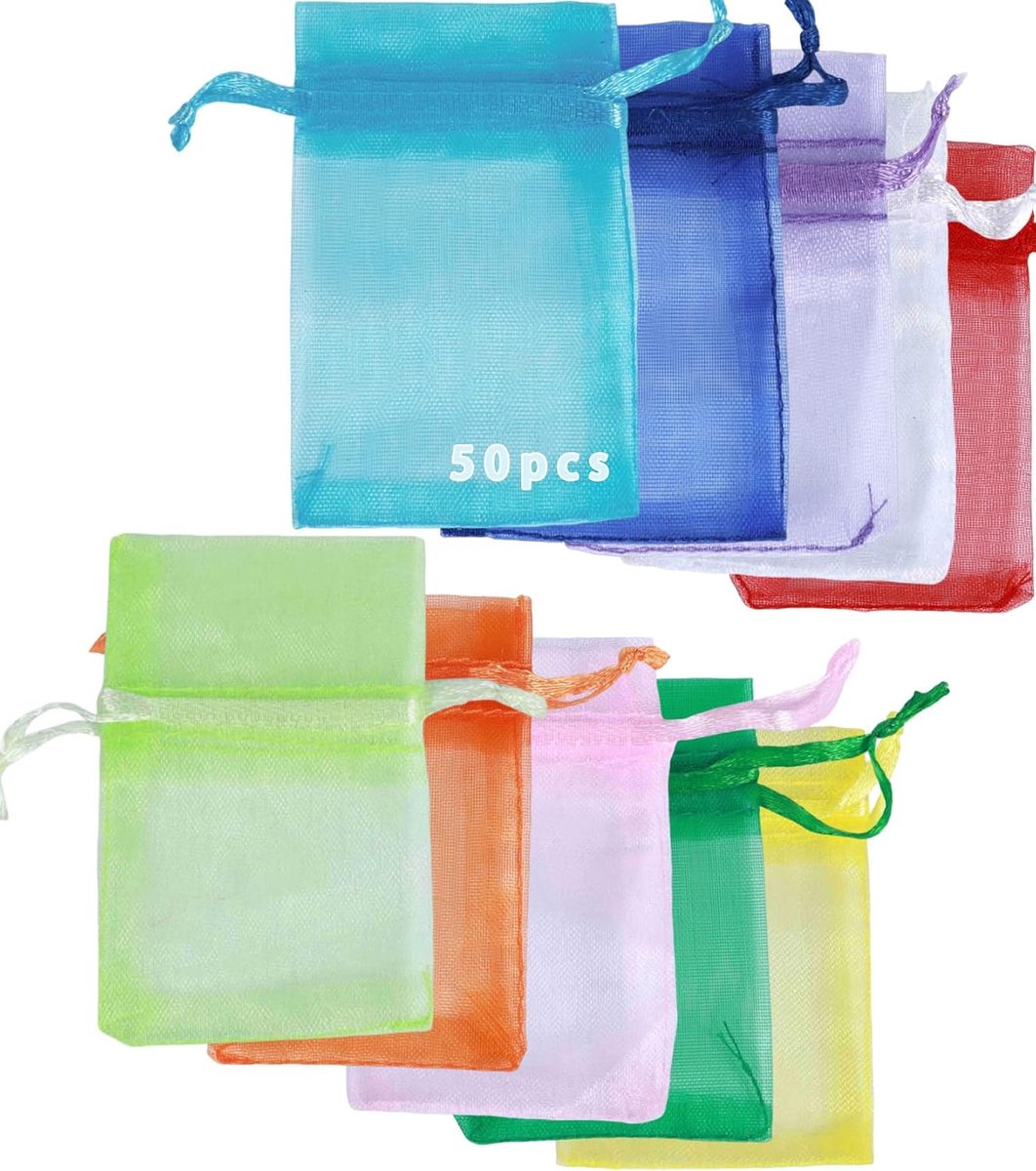 Organzazakjes 15 x 20 cm - kleurrijk organza - trekkoord - ideaal voor sieraden en kleine geschenken - ShopVlot
