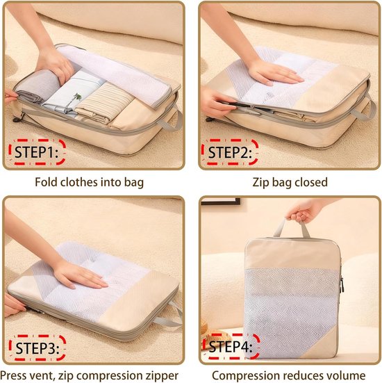 Kofferorganizer - Blauw - Multifunctionele Compressietassen voor Kleding en Schoenen - Waterdichte Reisorganizer — afbeelding 4