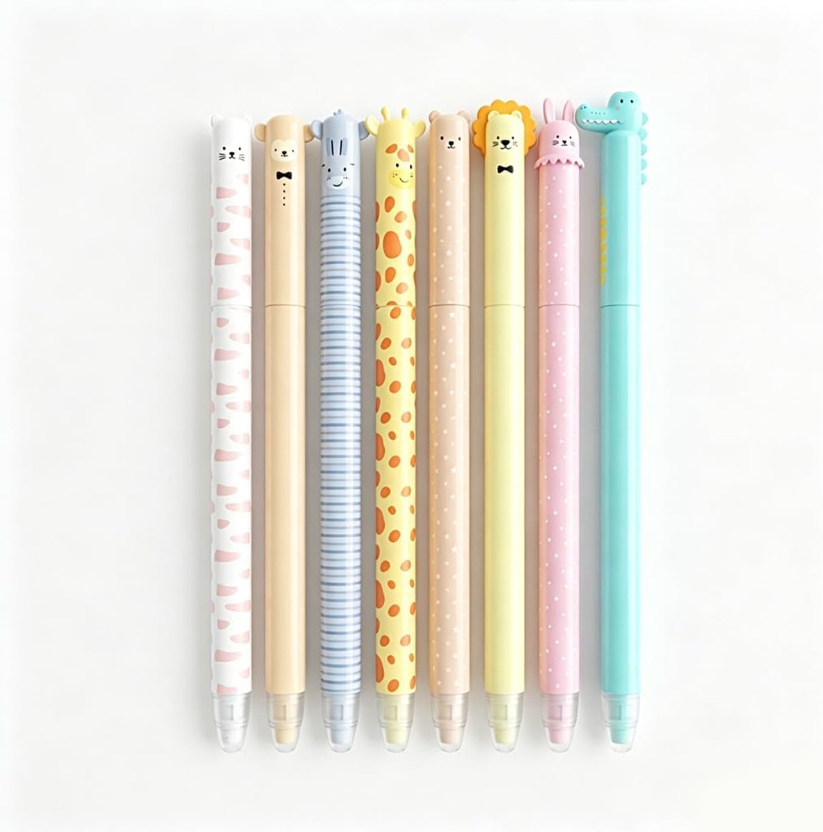 Thijox - Uitwisbare Gelpennen Set 8 Stuks - Kawaii Diermotieven - 0,7 mm Blauwe Inkt - Uitwisbare Pennen voor Kinderen - Creatief Schrijven voor Schoo