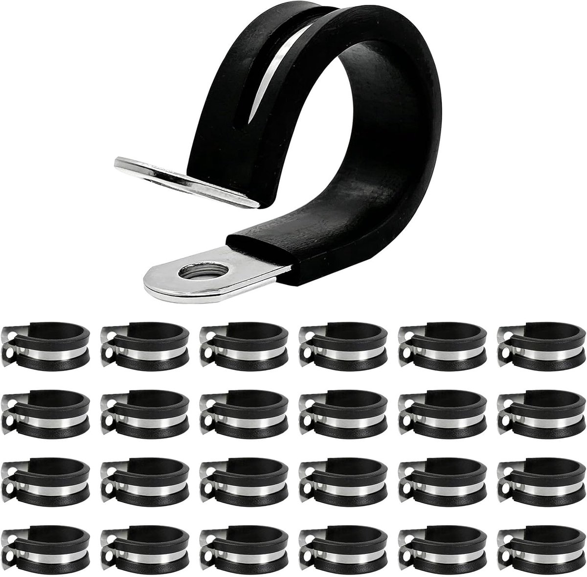 Pijpklemmen 20mm - R-vormige rubberen gecoate metalen klemmen - Duurzaam en corrosiebestendig - ShopVlot