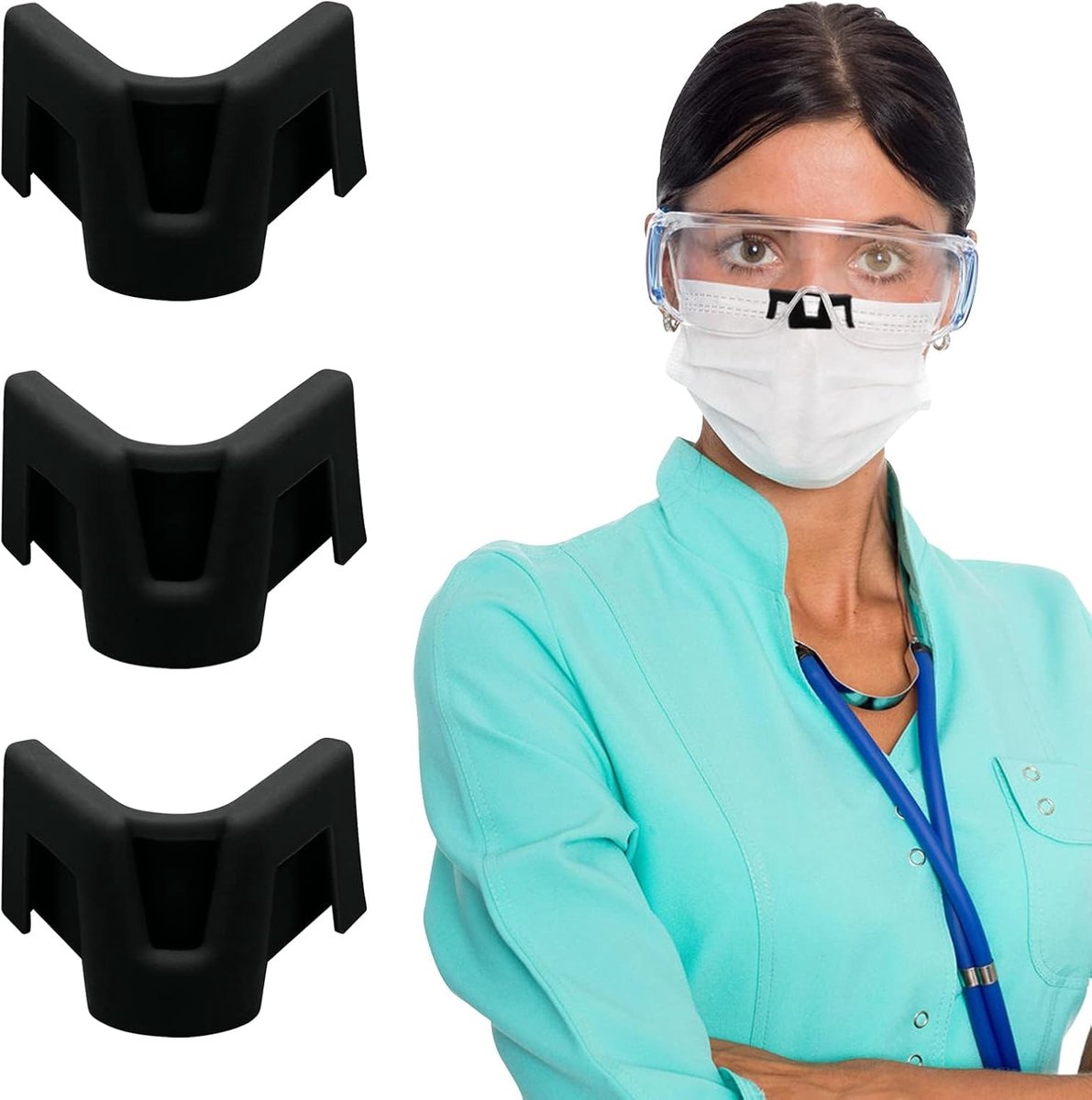 Neusbruggen set van 3 - anti-fog - herbruikbaar - voorkomt beslaan van brillen - ShopVlot