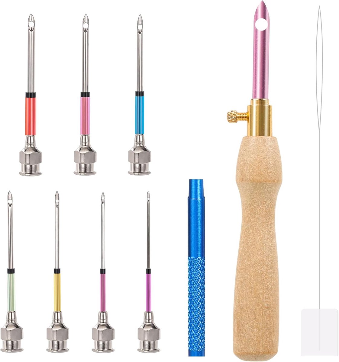 Punchnaalden set 10-delig - verstelbare punchnaalden met 7 verwisselbare naaldkoppen - perfect voor borduurprojecten - ShopVlot