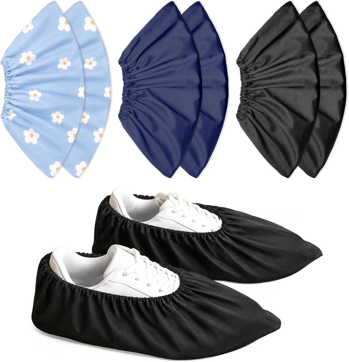 Couvre-Chaussures Reusable - 6 Pairs in 3 Kleuren - Anti-Stof en Wasbaar - Ideaal voor Schoonmaken - ShopVlot