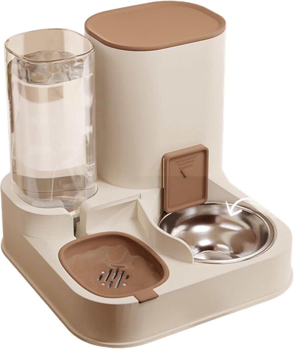 Automatische Voeder- en Drinkbak - Wit - 25,8 x 27,5 x 27,5 cm - 2-in-1 Dispenser voor Katten en Kleine Honden