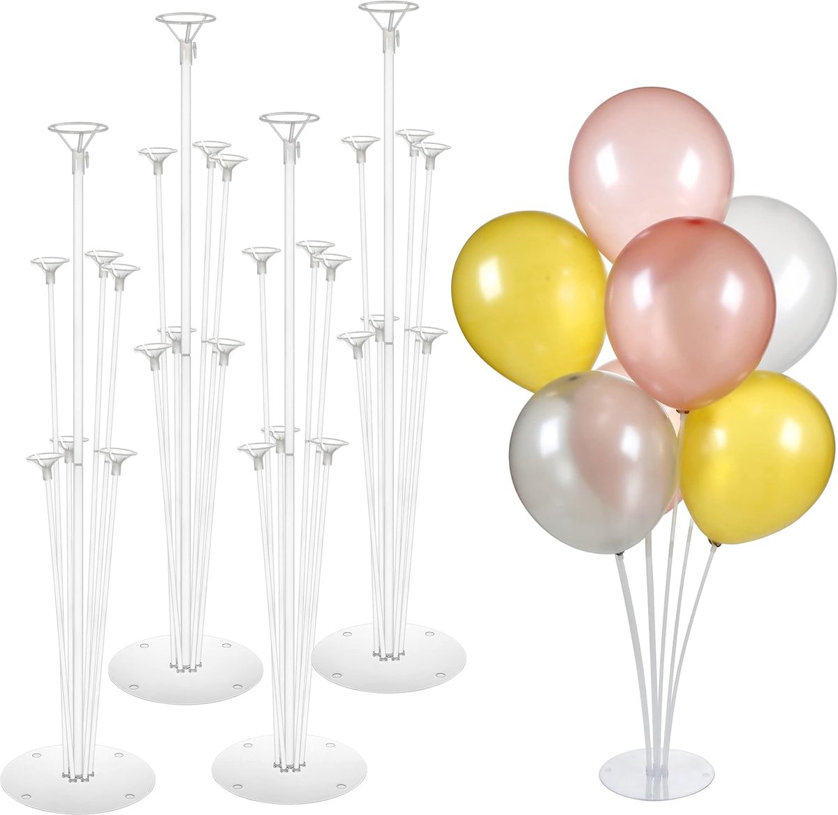 Ballonhouder set 4 stuks - transparant - met 28 ballonnen - ideaal voor feesten - ShopVlot