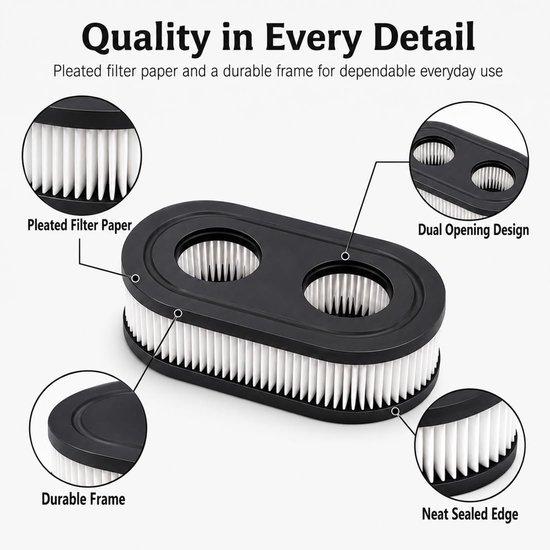 Grasmaaier-luchtfilters 2 stuks - Ovaal vervangend filter - Hoogwaardig filterpapier - Bescherming voor maaimotor - ShopVlot — afbeelding 2