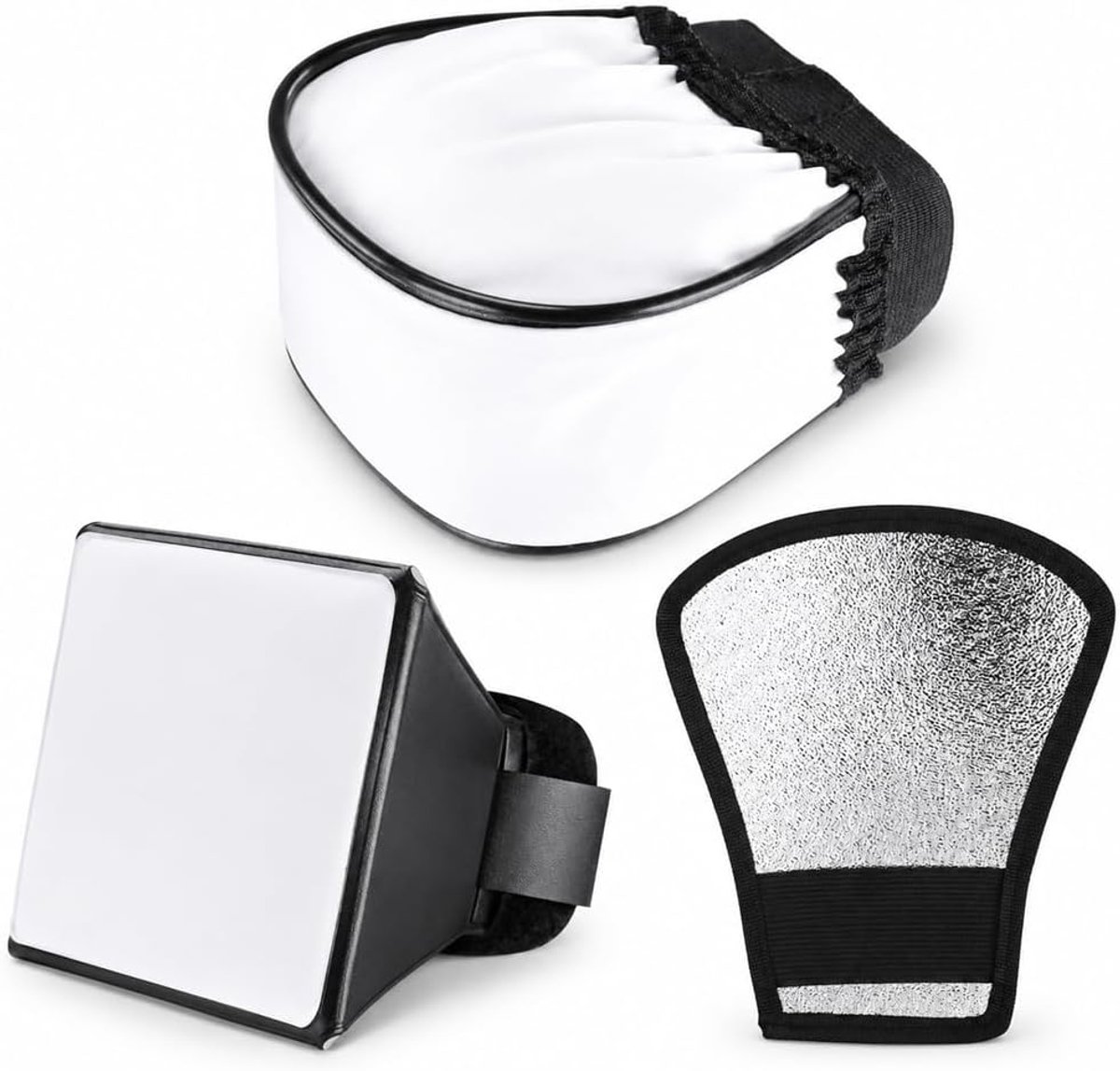 Fotoreflectoren 3 stuks - Zilveren flitsdiffuser - Flexibel en universeel - Ideaal voor fotografie - ShopVlot