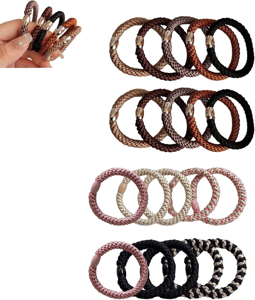 haarelastiekjes set 20 stuks - scrunchies zijde - 10 stijlen - haarbescherming voor elke gelegenheid - ShopVlot