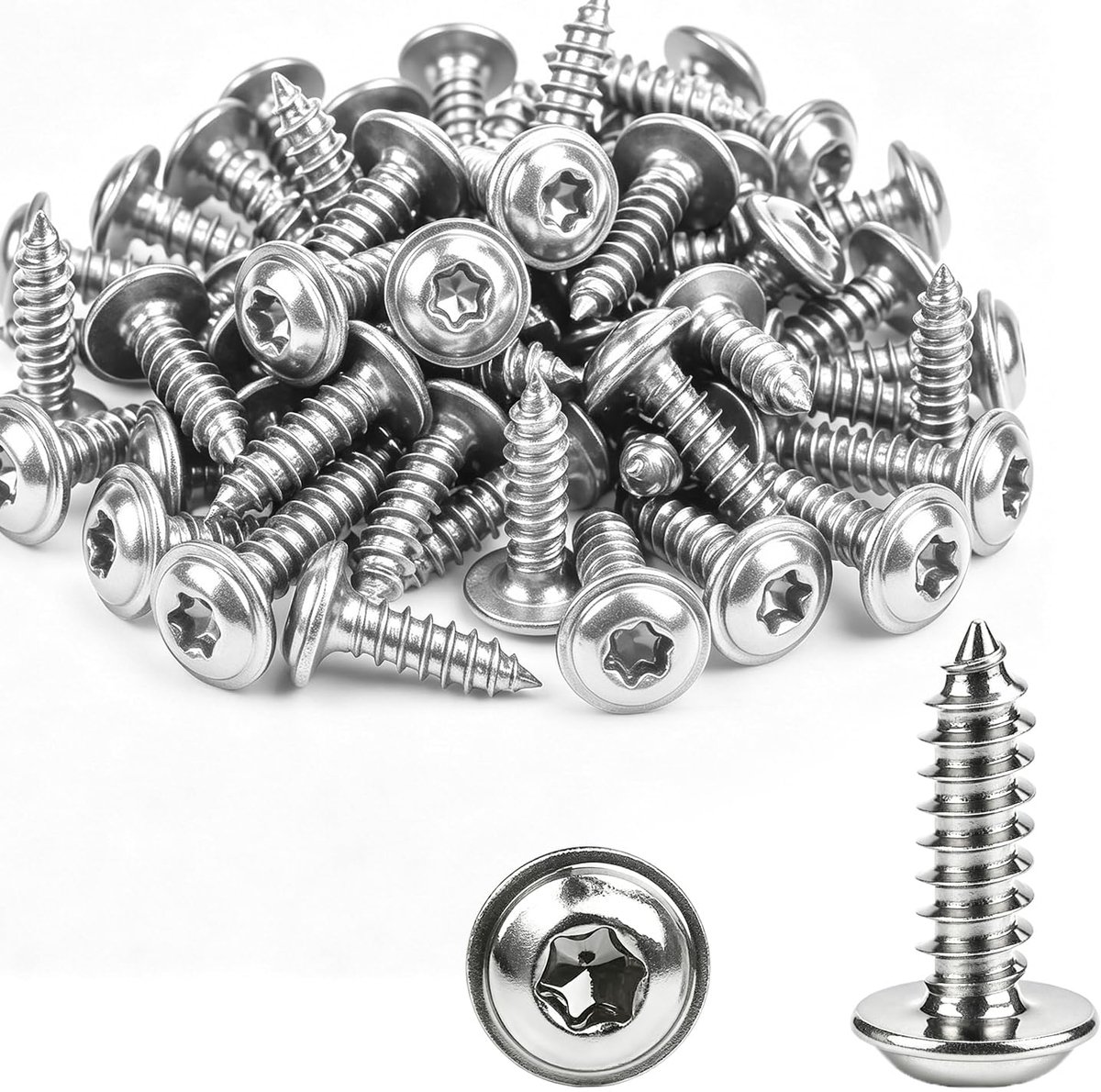 M4 schroeven 50 stuks - M4x12mm - 304 RVS - zelfborende torx voor hout en kunststof - ShopVlot