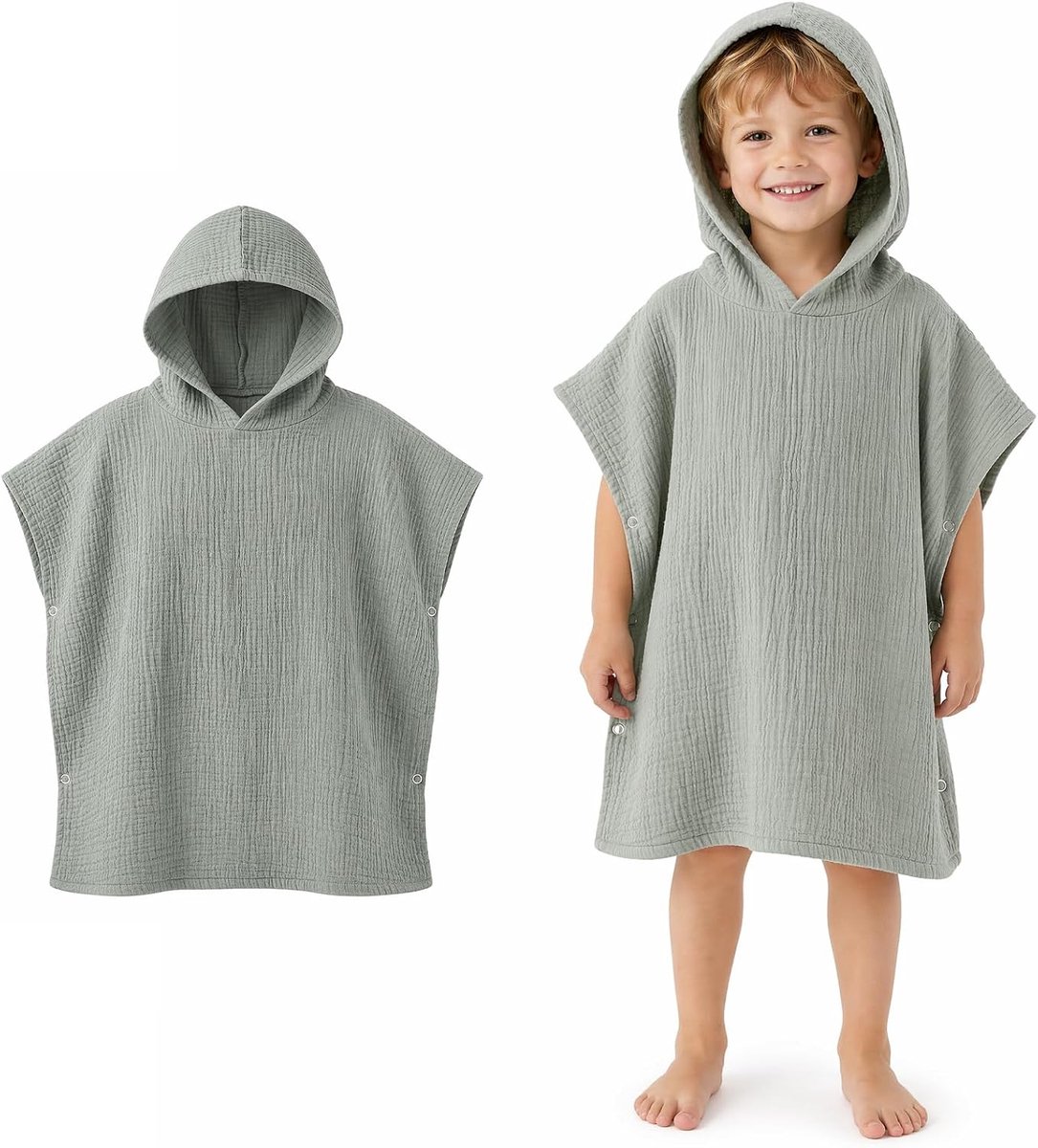 Badponcho 55 x 65 cm - mousseline katoen - zacht en absorberend - ideaal voor het baden - ShopVlot