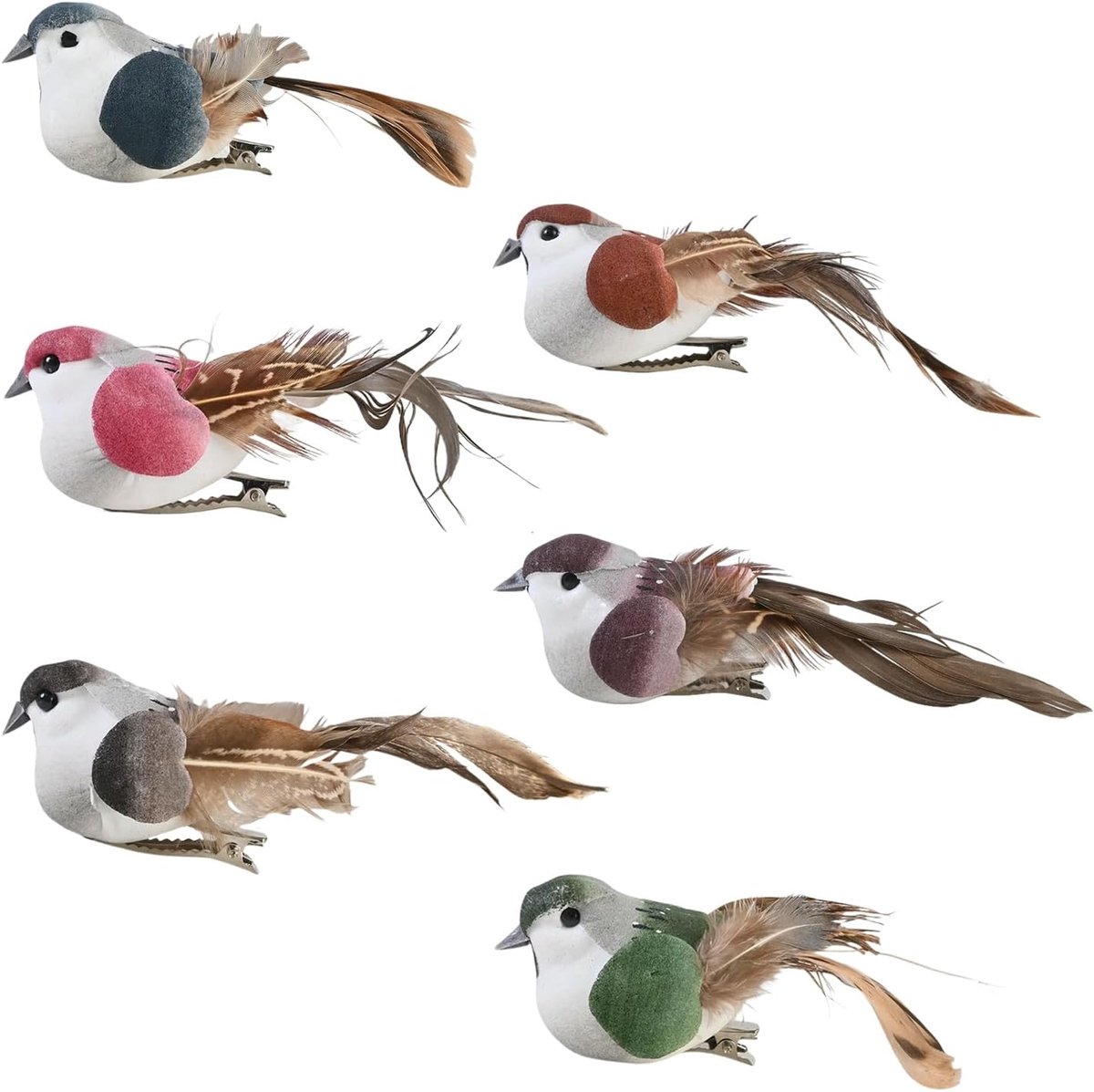 kunstvogels set van 6 - kleurrijke veren - realistische decoratie - voor tuin en planten - ShopVlot