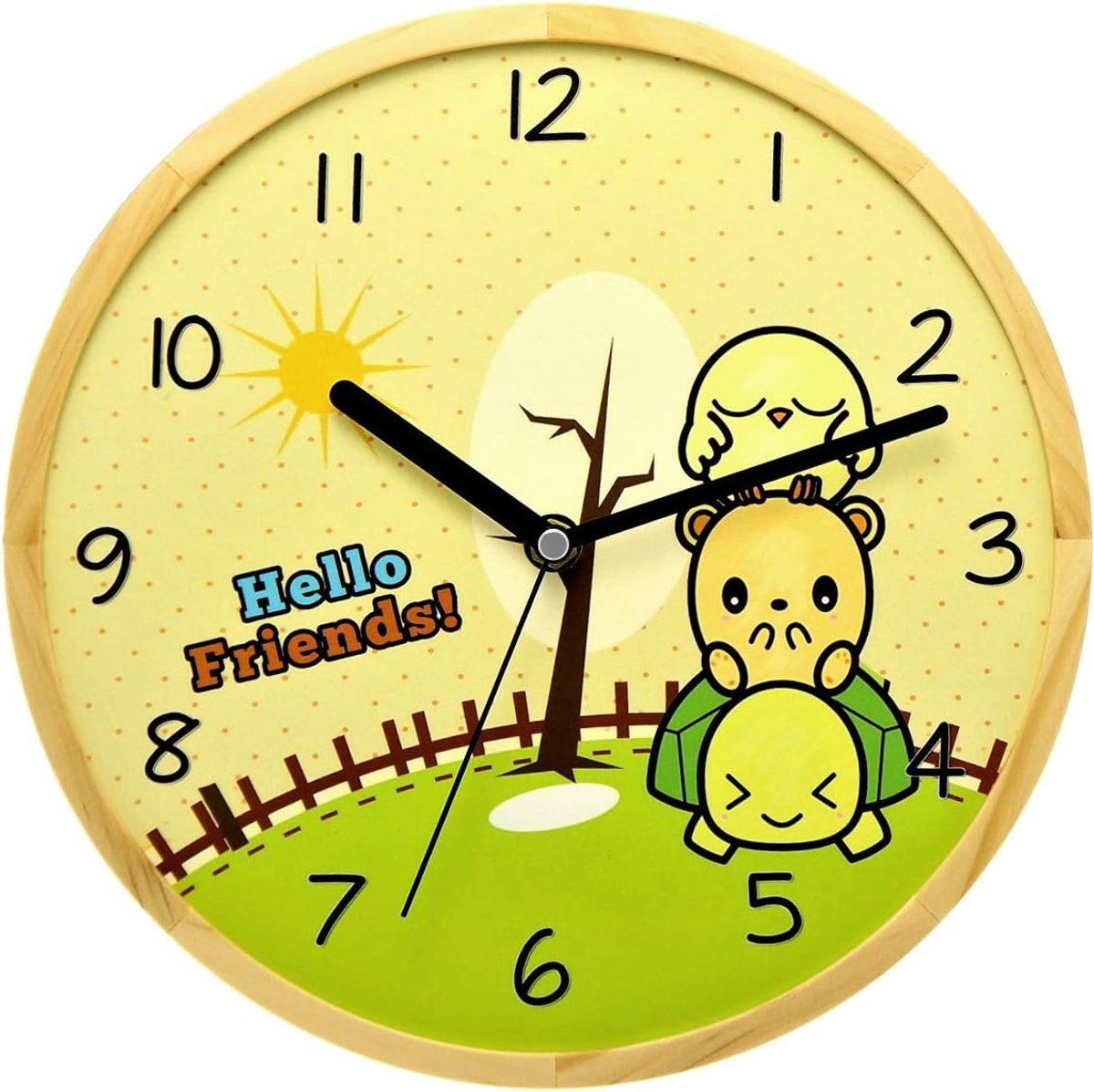 Holzwerk Germany eco nature children's wall clock children boys girls with turtle chick bird animals motif of wood - ShopVlot