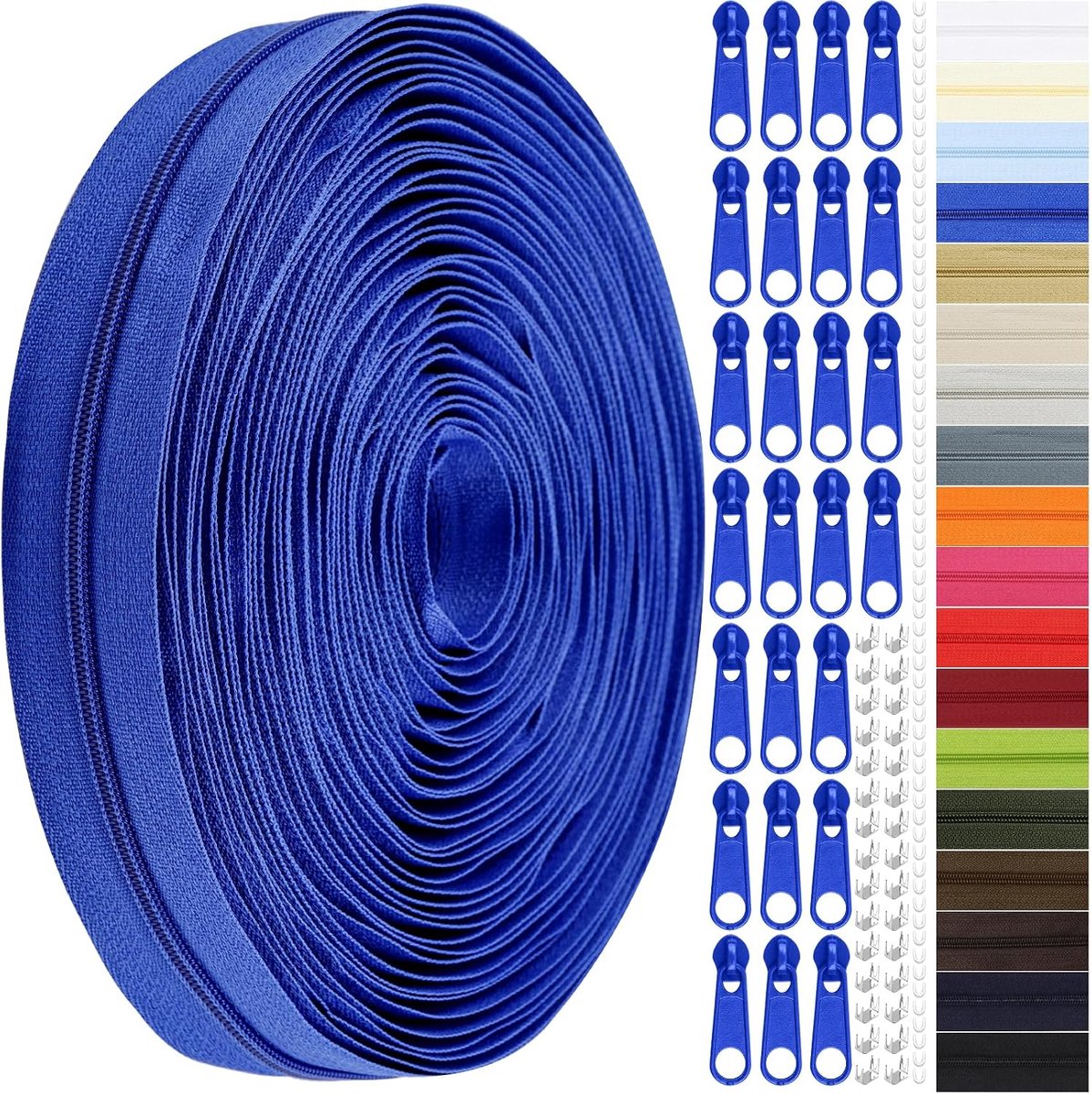 Endless zip with zip, 3 mm 11 m nylon endless zip by the metre and metal zipper for clothes, bags, folders, bedding - ShopVlot