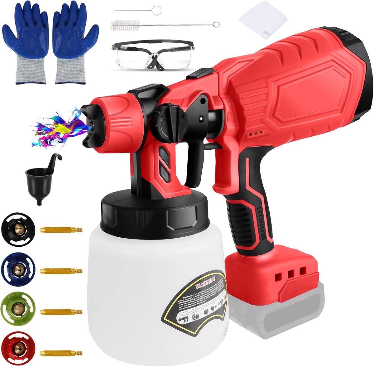 Battery Paint Spray System for Milwaukee Battery 18 V Capacity 800 ml/min 1000 ml Tank with 4 Nozzles (1/1.5/2.5/3 - ShopVlot