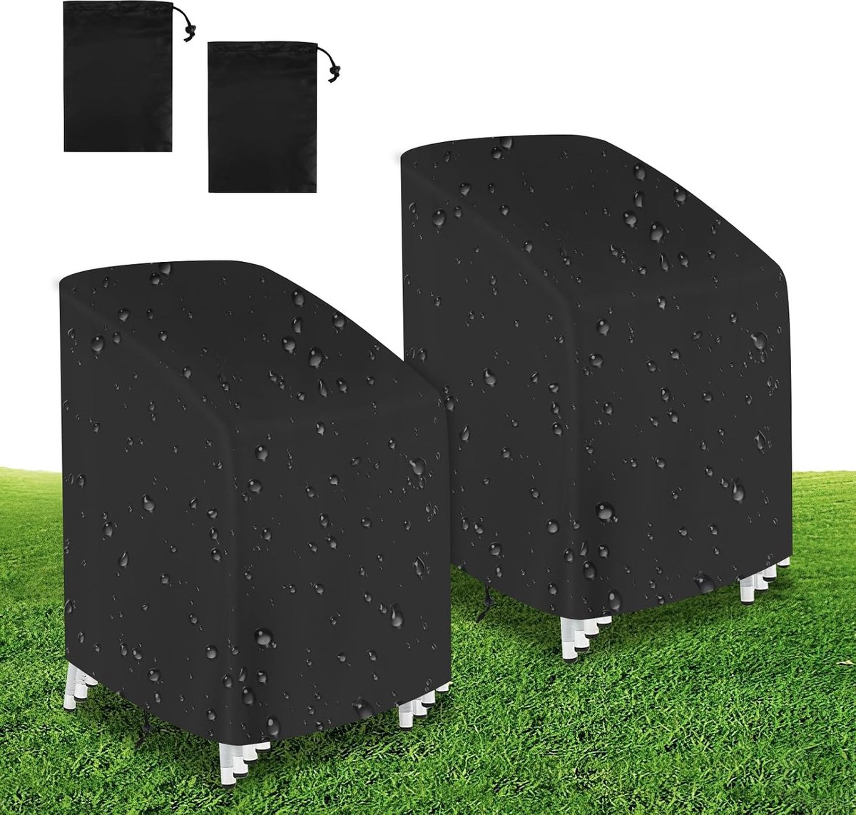Stoelhoezen Buiten - Tuinstoel Beschermers - Stoelen Beschermen - Waterdicht UV-bestendig - 2 Stuks - Zwart