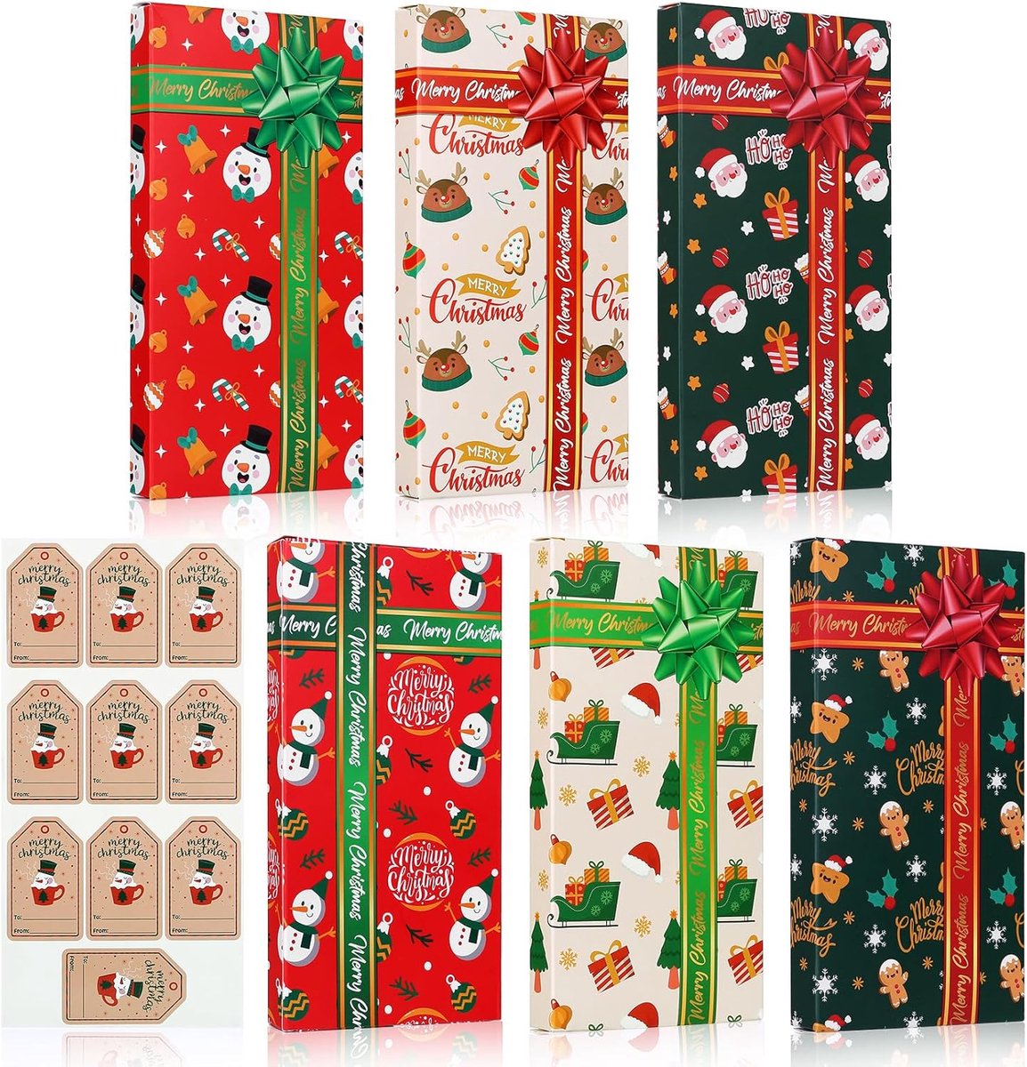 Naler Geschenkdoosjes voor Kerstmis, 6 opties, kraftpapier, geschenkdozen met 20 stickers voor kerstcadeaus - ShopVlot
