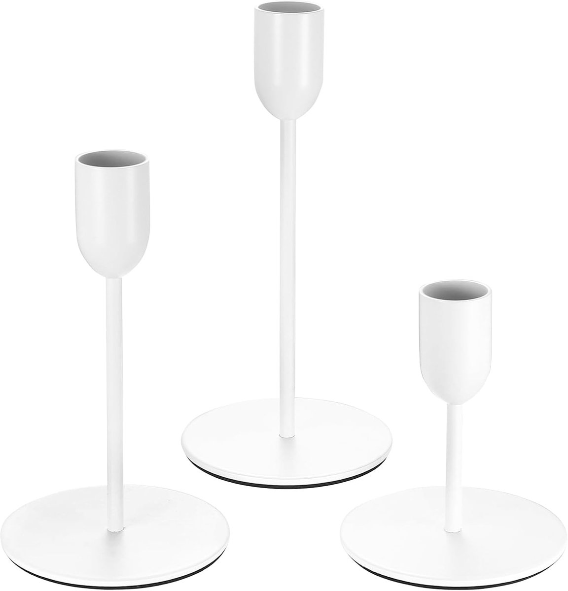 3 stuks Kandelaars Wit, kandelaars staafkaarsenhouders, kandelaar staafkaarsen, 16/13/9,5 cm metalen kandelaars - ShopVlot