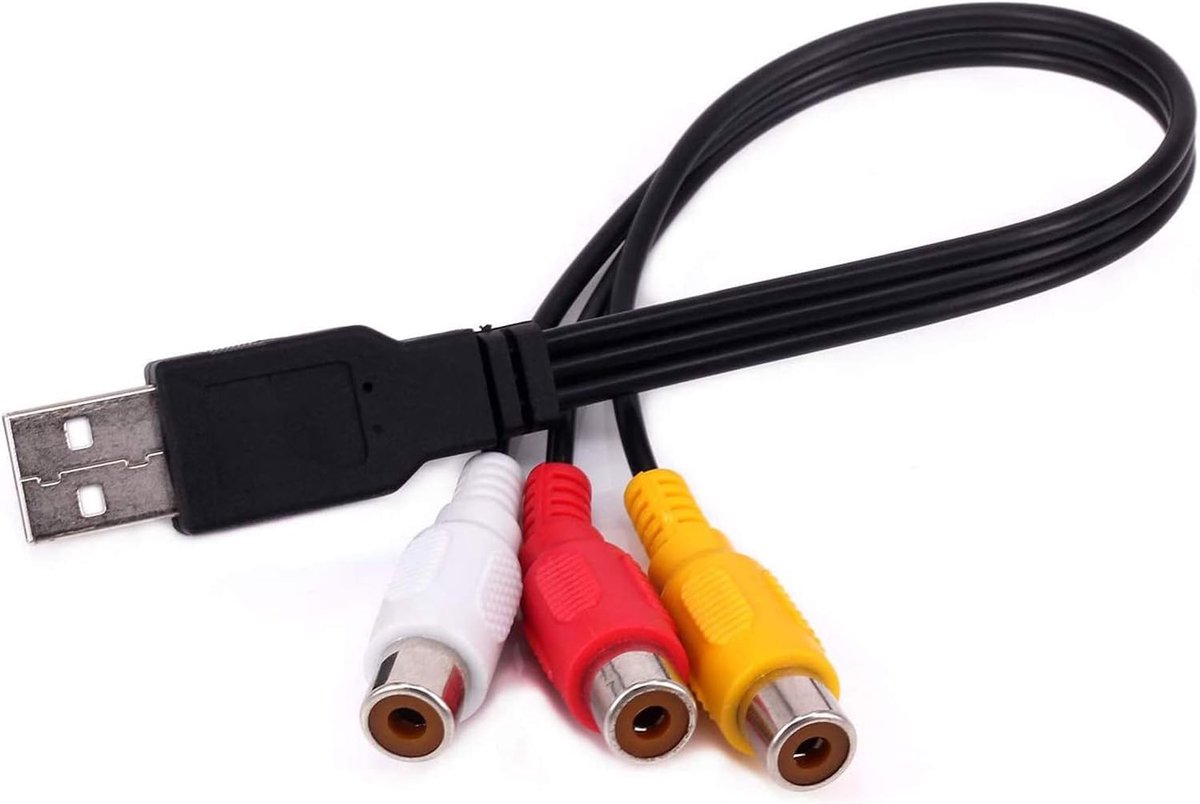 2Pcs USB to 3 RCA Cable 30CM USB Male to 3RCA Female Splitter Audio Video AV Composite Adapter Cable for TV PC HDD DVR - ShopVlot