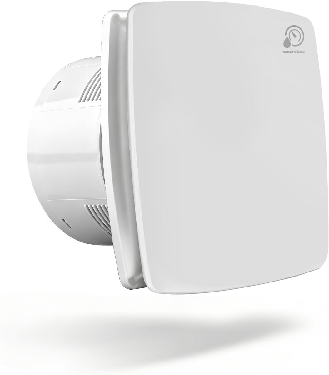 Ø 150 mm badkamerventilator met vochtsensor en afloop 30,5 cm - ShopVlot
