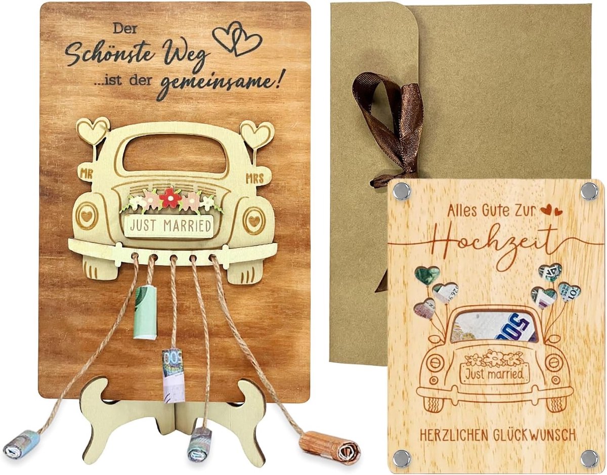 2 Stuks Houten Bruiloft Wenskaarten, Creatieve En Prachtige Zegen Kaarten, Bruiloft Partij Decoraties, Bruiloft - ShopVlot