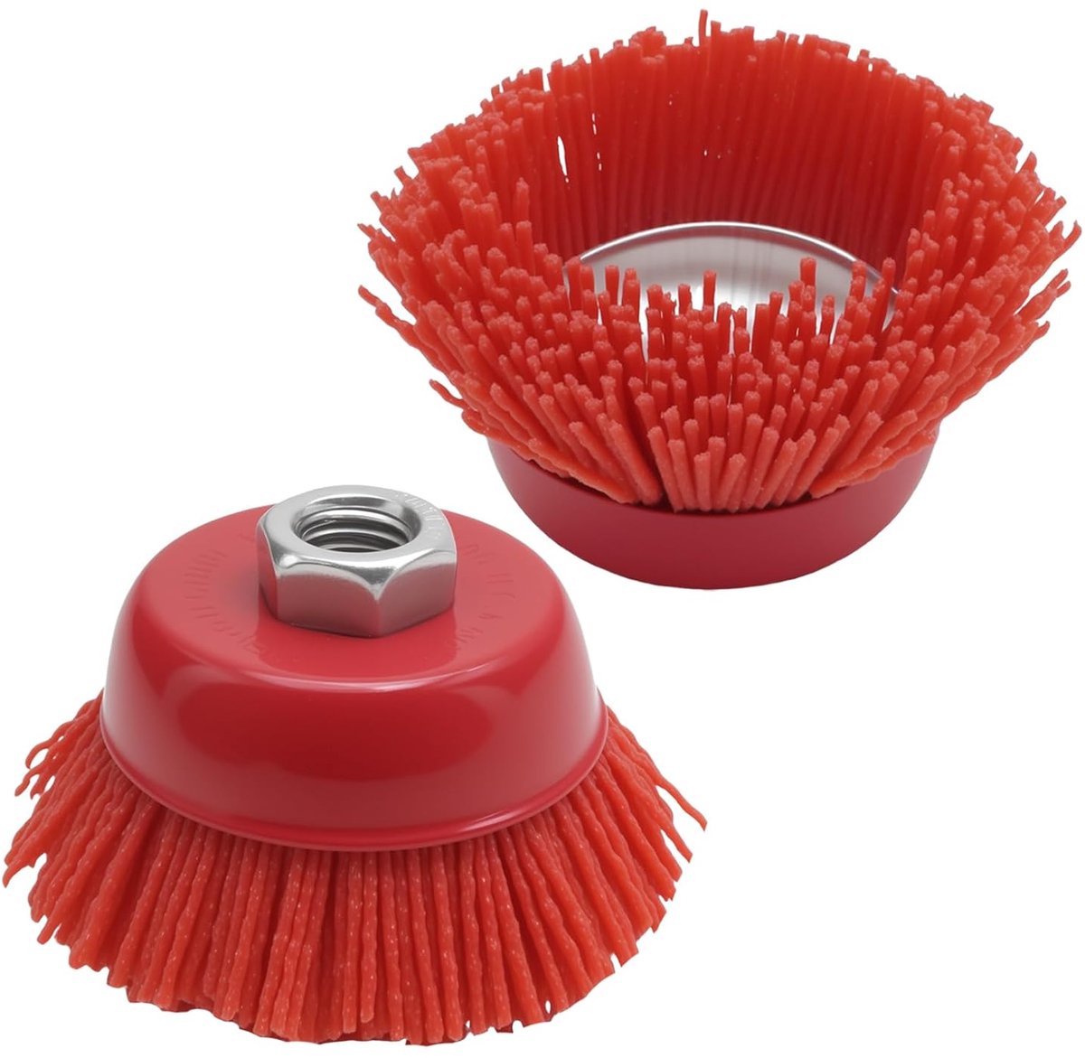 2 x Nylon Brushes, 75mm M14 x 2 Thread with Steel Nylon Abrasive, Wire Brushes for Metalworking, Rust Removal and - ShopVlot