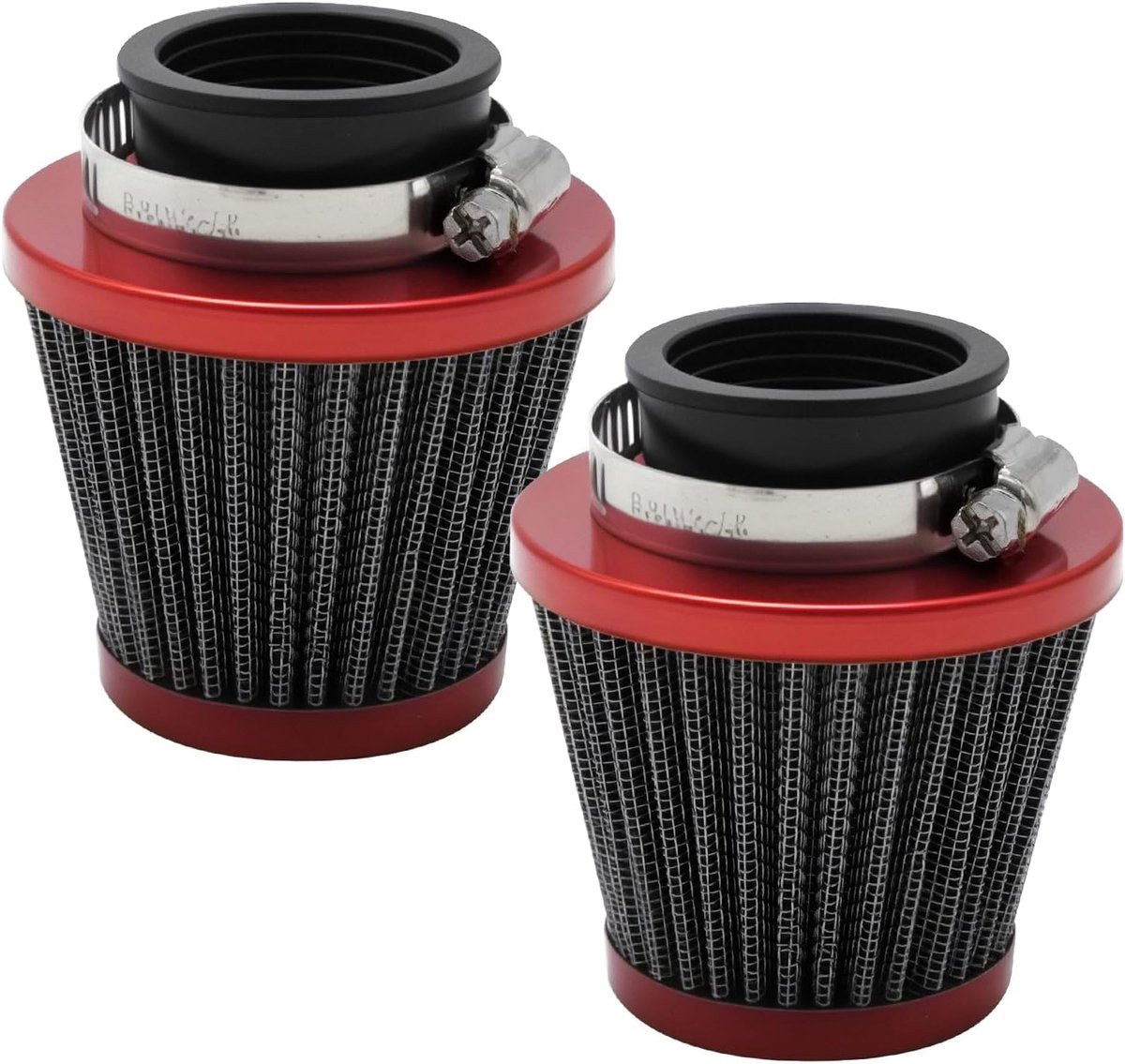 2 Pieces Red Universal Double Layer Steel Filter Air Filter for Motorcycle Scooter ATV Moped Scooter 34/35/36mm - ShopVlot