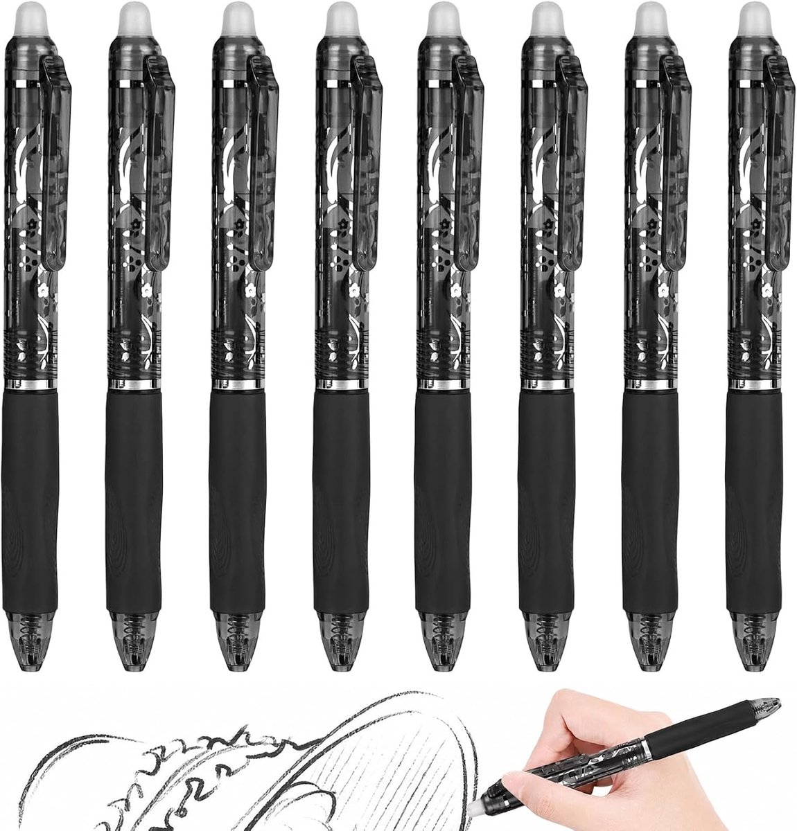 Uitwisbare balpen, gelpen, intrekbare rollerbalpen, 8 rollerbalpen, uitwisbare pennen, 0,5 mm, gum, balpen voor - ShopVlot