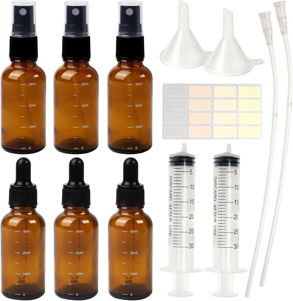 6 stuks 30 ml bruine glazen pipetfles, druppelfles met schaalverdeling - ShopVlot