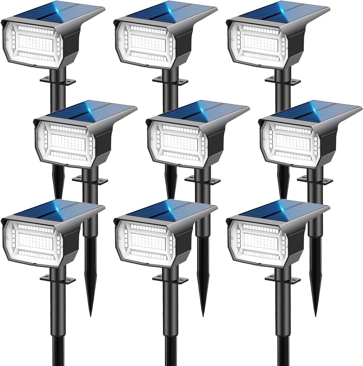 LOTMOS Pack of 9 Solar Lights Outdoor 72 LED 3 Modes IP67 Waterproof for Courtyard Patio Driveway Trees - ShopVlot