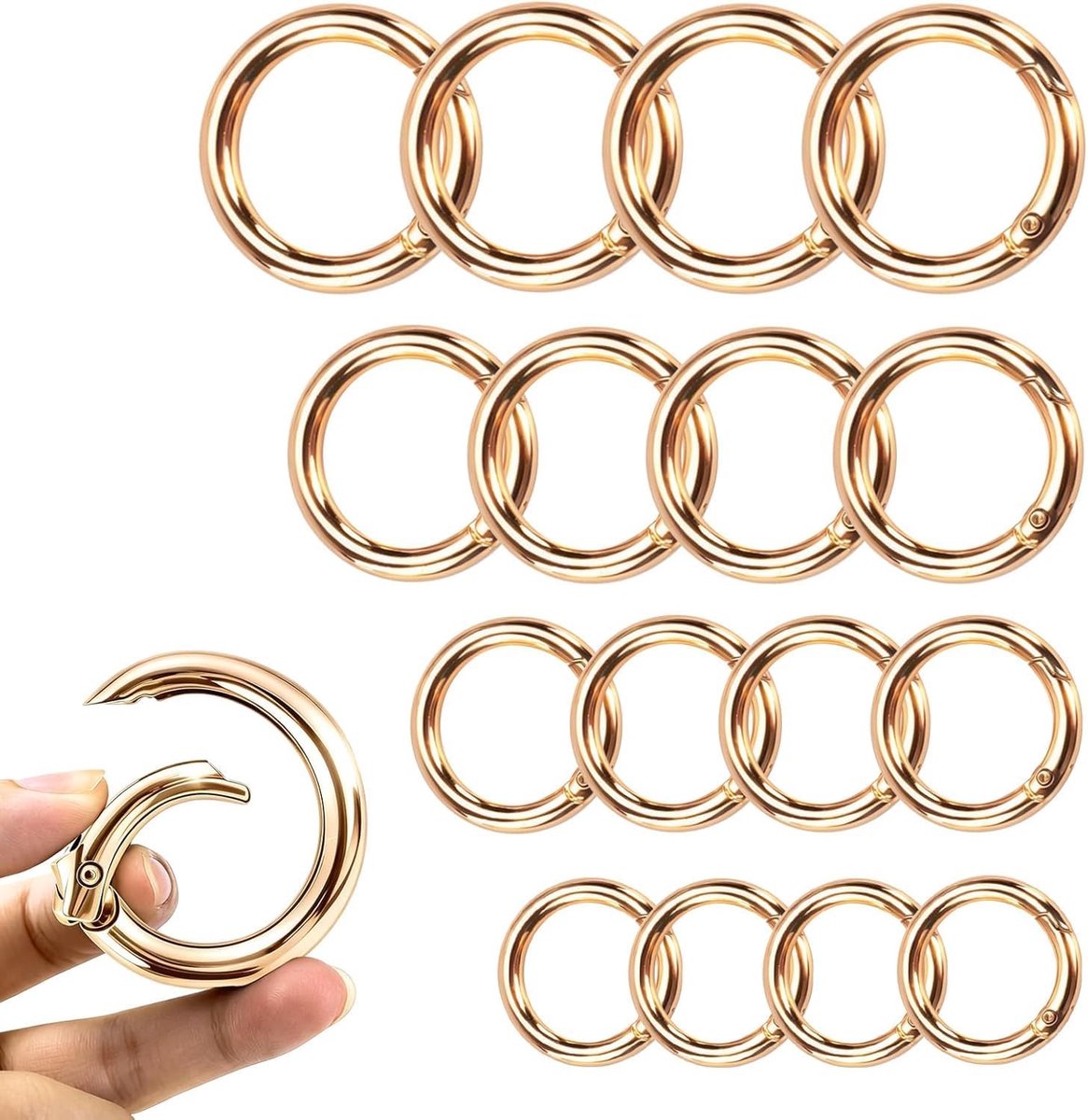 16PCS Spring O Ring, Zinc Alloy Round Carabiner Snap Trigger Buckle, Hooks Clip DIY Accessories 4 Styles for - ShopVlot
