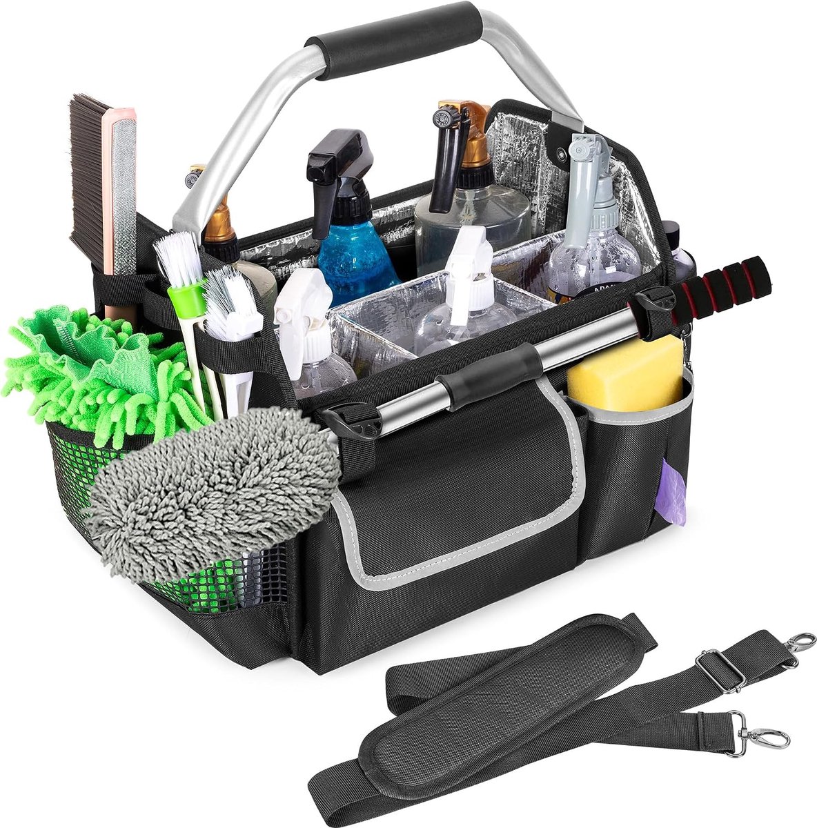 HODRANT Detailing Caddy with Handle and Shoulder Strap - Foldable Car Storage Bag with Multiple Compartments (Bag Only) - ShopVlot
