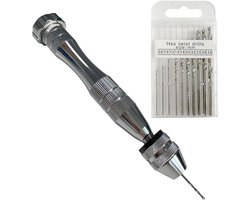 Compact Mini Hand Precision Drill, 10 Drills 0.8-3 mm, Mini Drill Pen, Screw Tool, DIY Jewelry, DIY, Model Making - ShopVlot