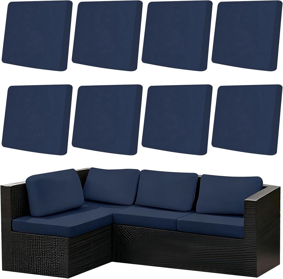Elastische stretch bankovertrek voor buiten en terras, afneembaar en machinewasbaar, ideaal voor tuinmeubilair en bankkussens (blauw)