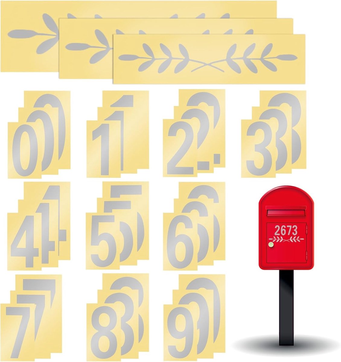 Reflecterende Nummer Stickers - 30 Stuks Waterdichte Labels voor Postbussen, Deuren en Auto's, Ideaal voor Buiten en Magazijn Nummering