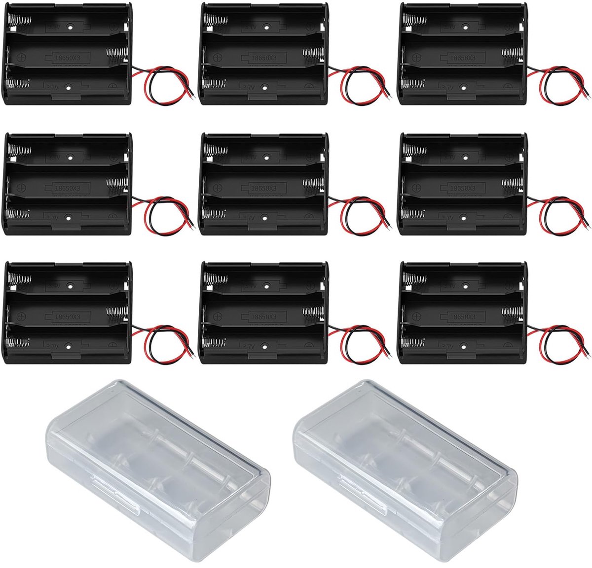 9 stuks 18650 batterijhouder, behuizing, kunststof, batterijopbergdoos met draadleidingen, 3 sleuven voor eenvoudig - ShopVlot